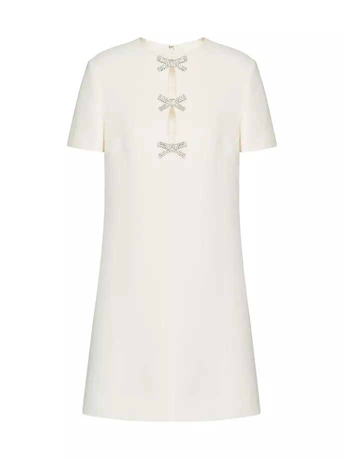 

Короткое платье из креп-кутюр с вышивкой Valentino Garavani, цвет ivory silver