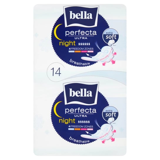 Салфетки гигиенические Bella Perfecta Ultra Night Extra Soft, 14 шт., TZMO