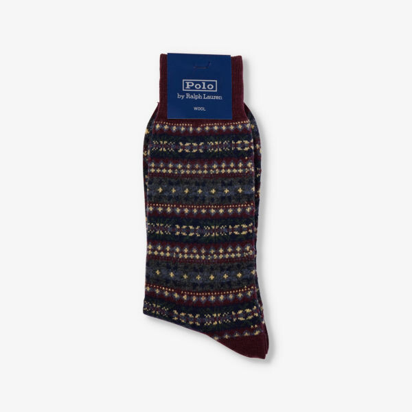 

Носки до щиколотки из эластичной ткани в полоску и с геометрическим принтом Polo Ralph Lauren, цвет wine fairilse