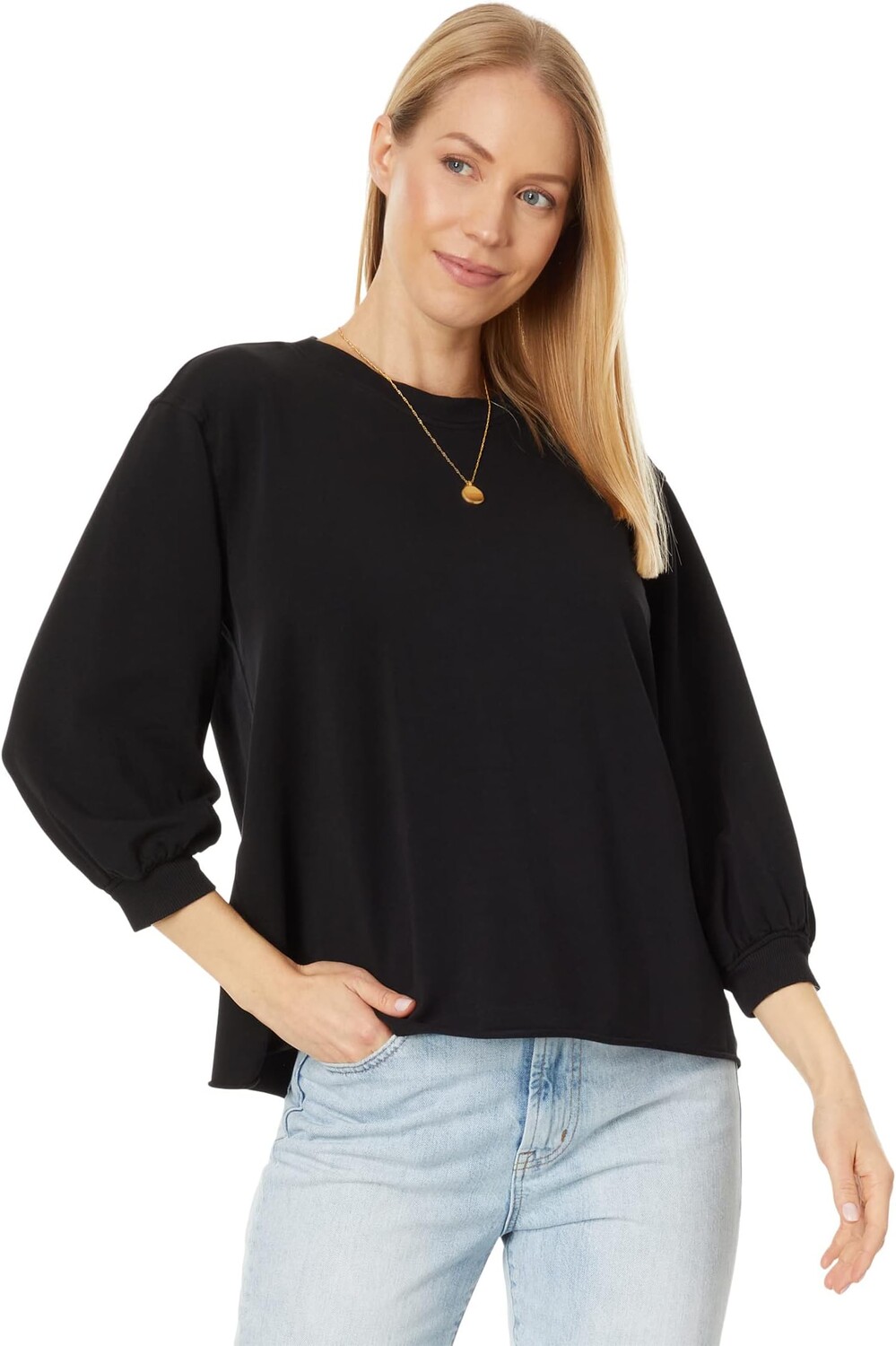 

Толстовка Lightweight French Terry 3/4 Puffed Sleeve Crew Neck Top Mod-o-doc, черный