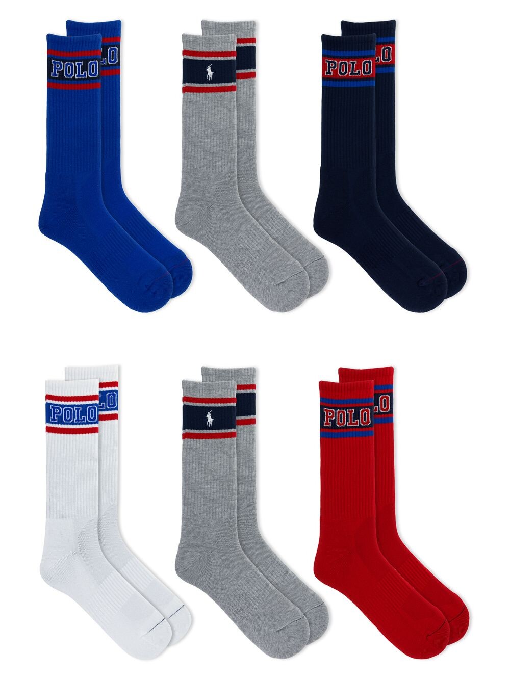 

Набор из 6 носков Varsity POLO Crew Socks Polo Ralph Lauren, разноцветный