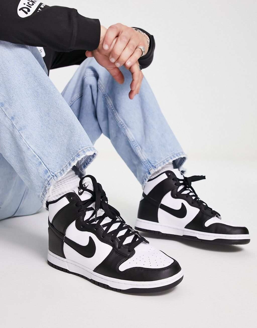 

Бело-черные кроссовки Nike Dunk Hi Retro, Черный, Бело-черные кроссовки Nike Dunk Hi Retro
