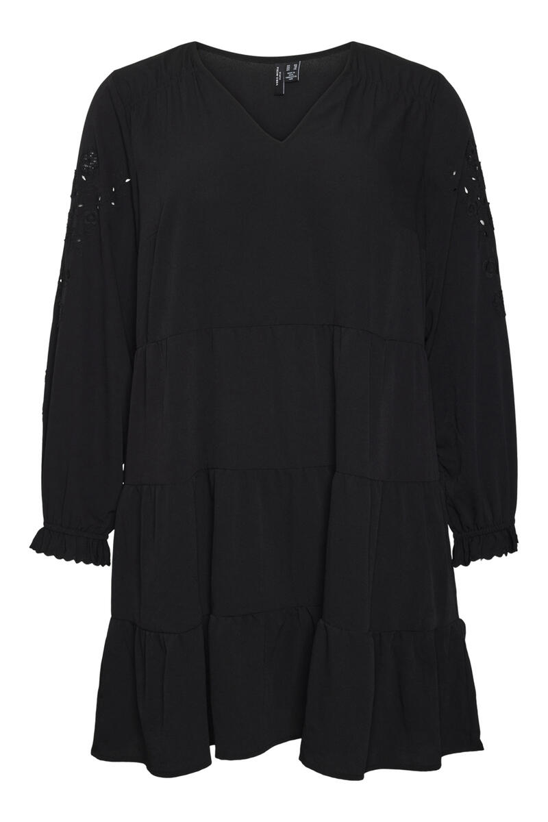 Короткое платье больших размеров Vero Moda Curve, черный платье женское плиссированное в полоску с v образным вырезом и рукавами фонариками