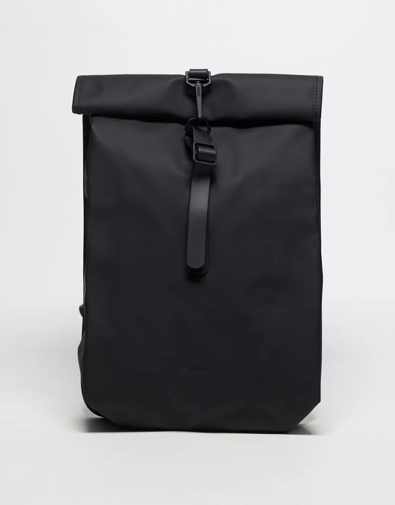 Черный водонепроницаемый небольшой рюкзак унисекс с откидным верхом Rains 13330