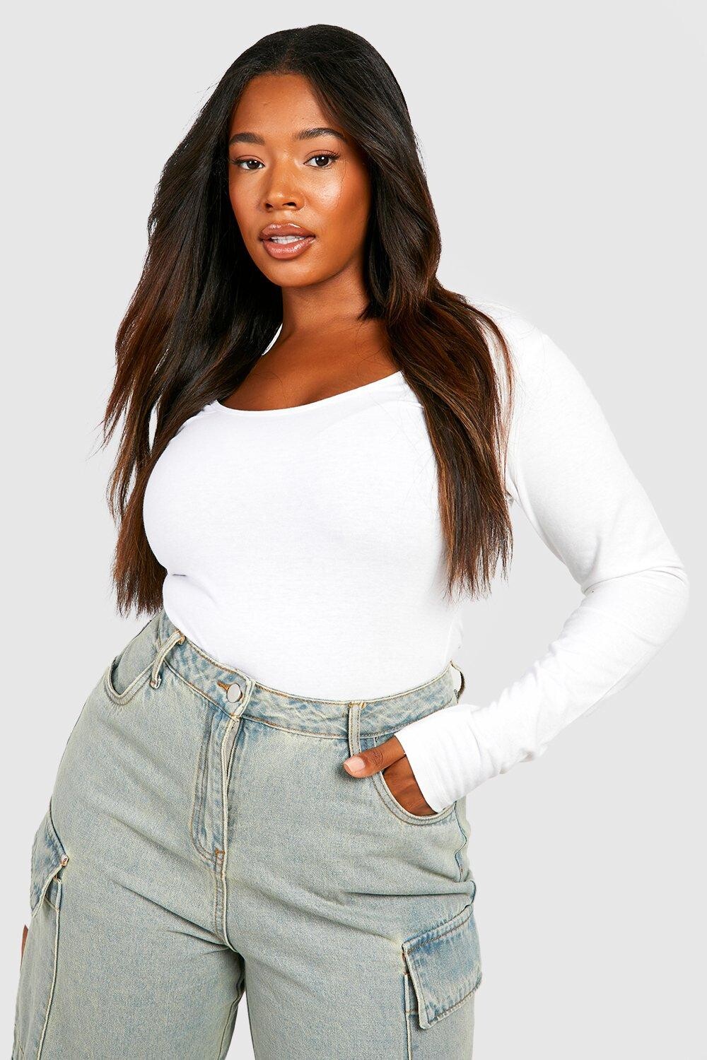 

Боди из хлопкового вырезания plus Boohoo, белый