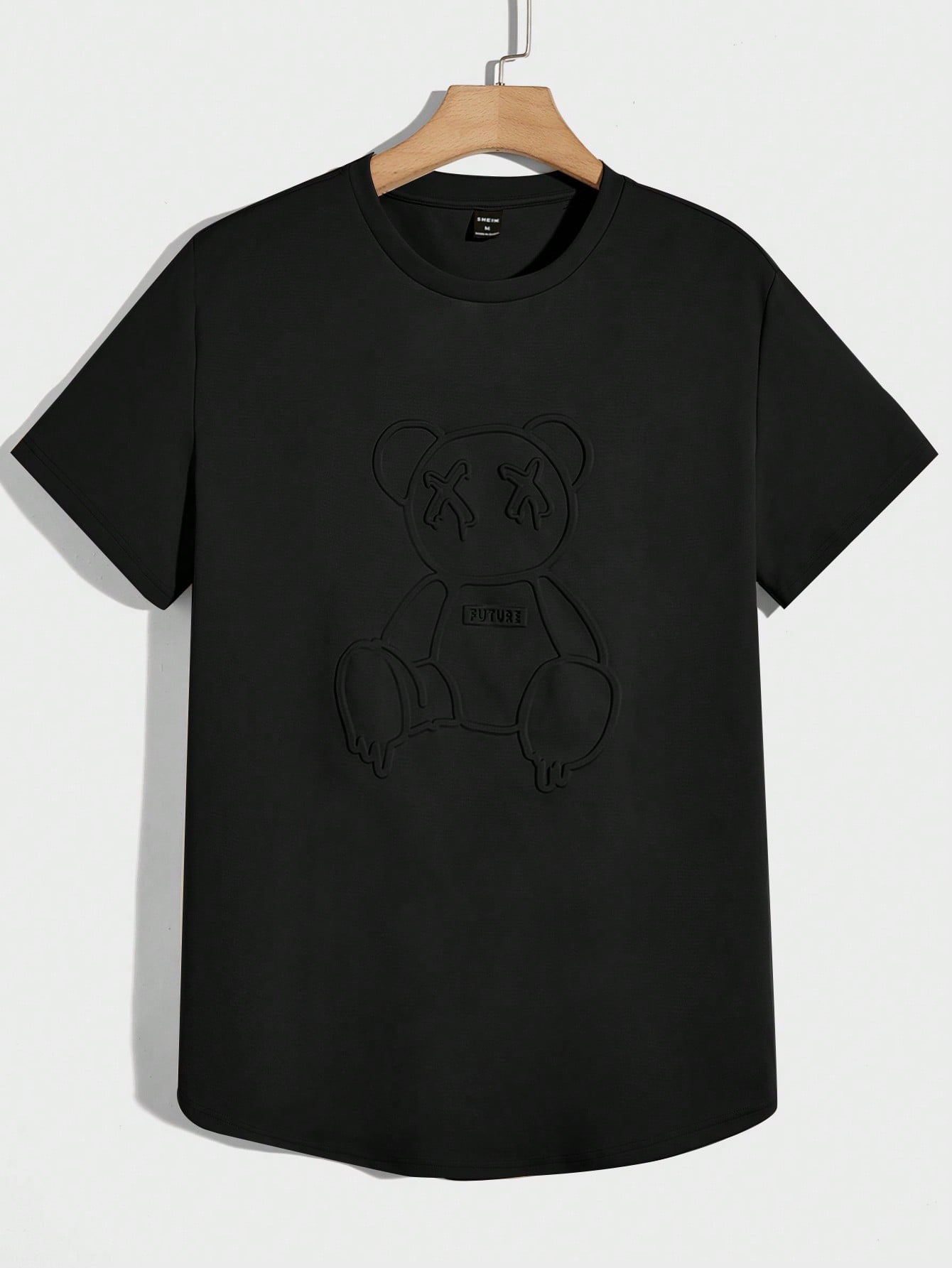 Мужская вязаная футболка Manfinity Hypemode с короткими рукавами и прессованным мишкой, черный