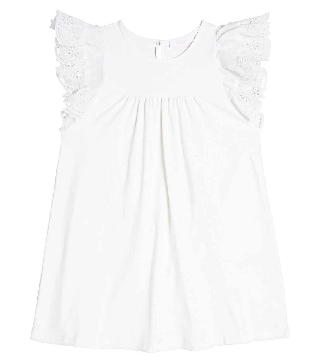 

Хлопковое платье с оборками Chloé, белый