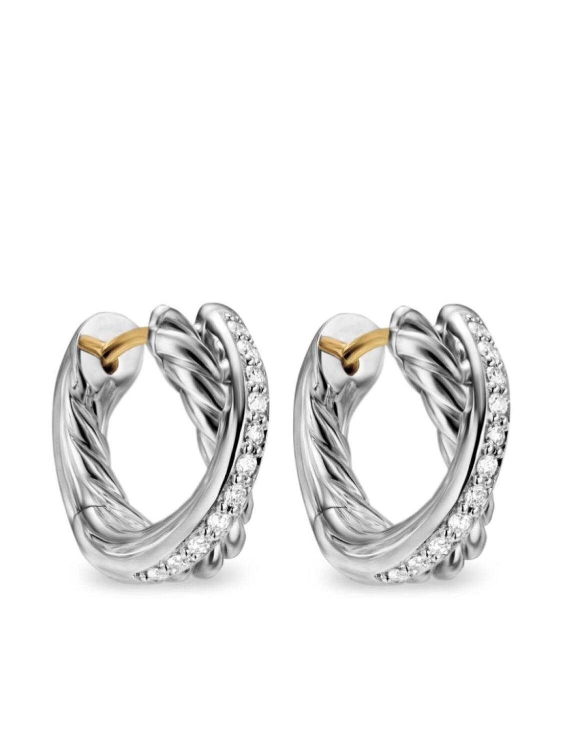 

Серьги-кольца с бриллиантами Crossover David Yurman, серебряный