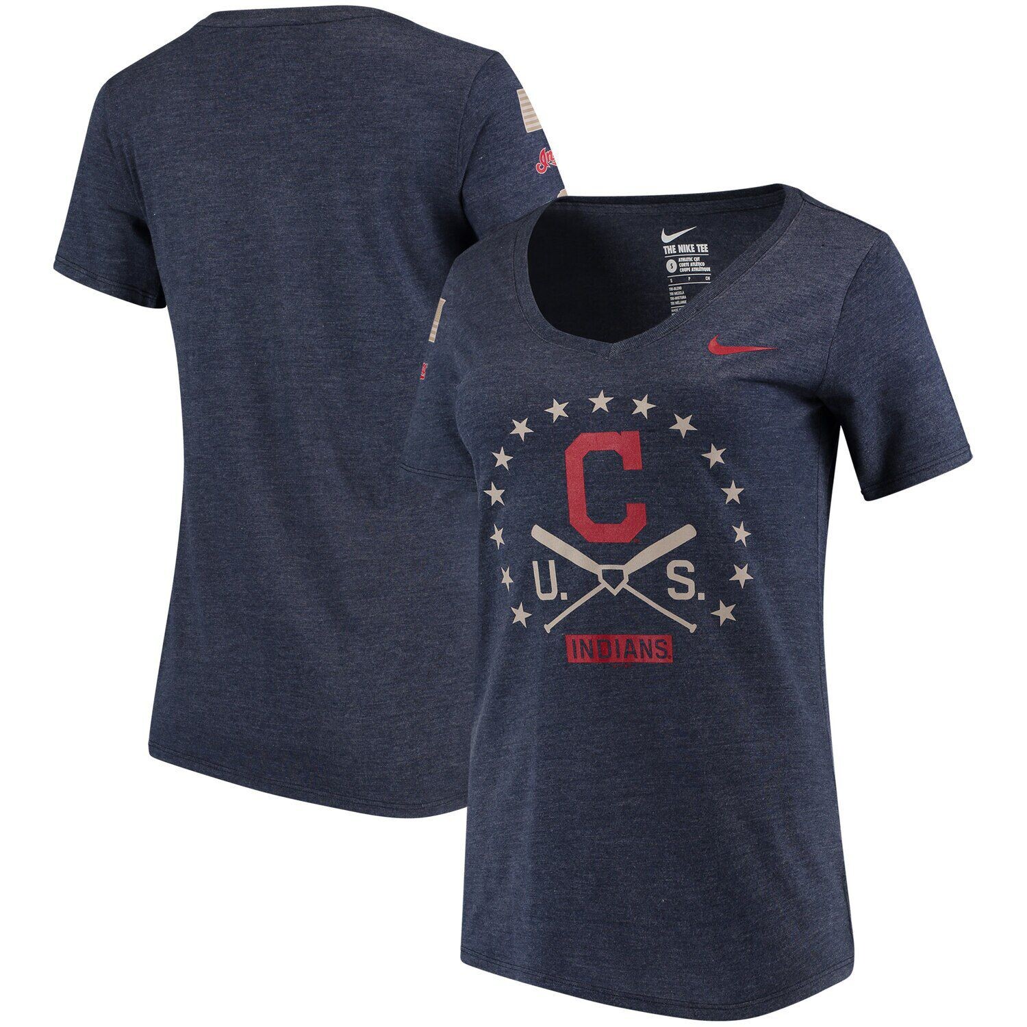 

Женская футболка Nike Armed Forces Tri-Blend с v-образным вырезом Cleveland Indians — темно-синяя Nike, Синий