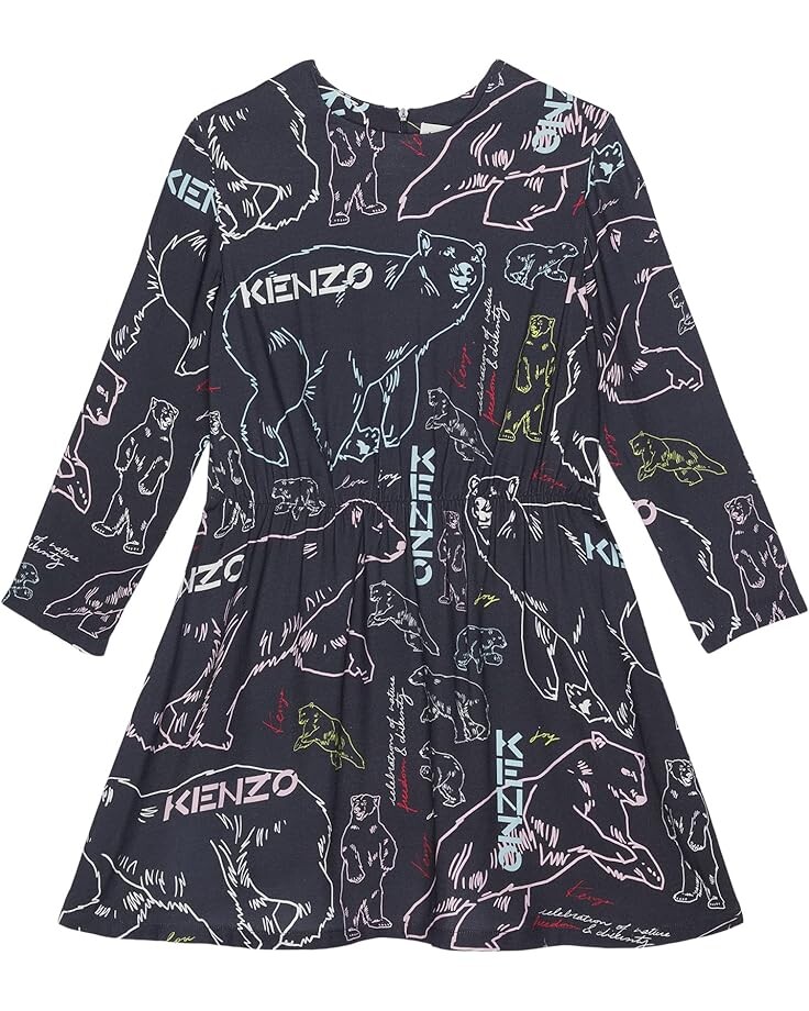 

Платье Kenzo All Over Polar Bears Print Long Sleeve Dress, темно-серый