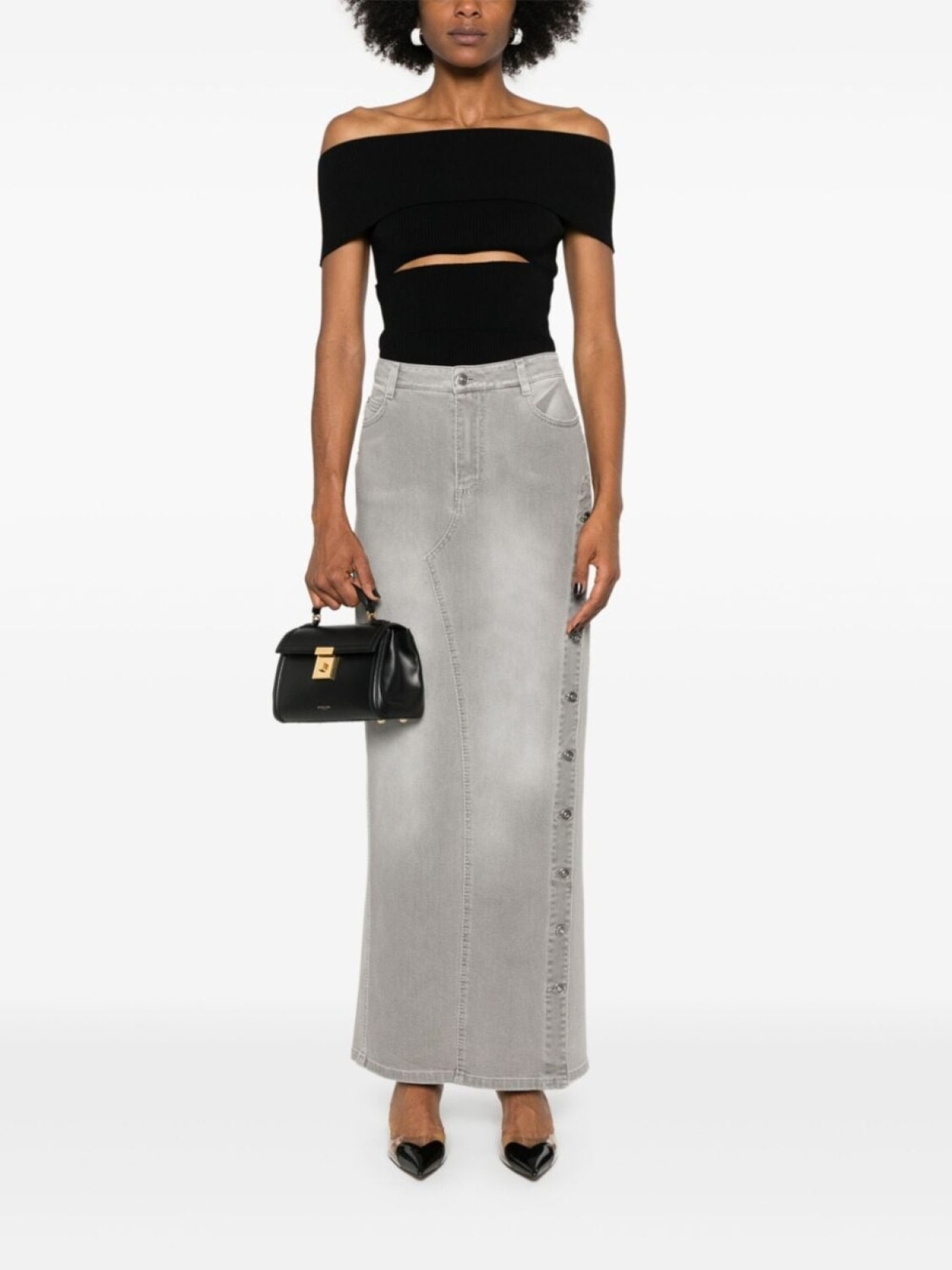 

Ermanno Scervino юбка из потертого денима, серый