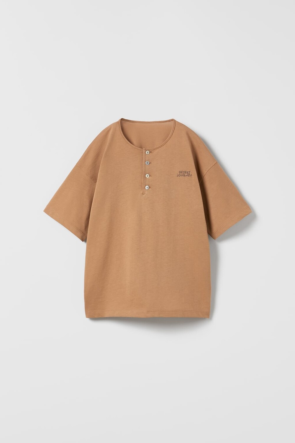 

Футболка хенли ZARA, средний кэмел