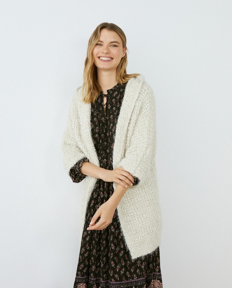 

Длинный вязаный жакет с капюшоном Southern Cotton