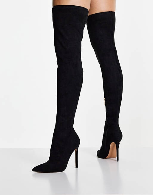 

Черные микро-ботинки на каблуке ASOS DESIGN Wide Fit Koko, Черный