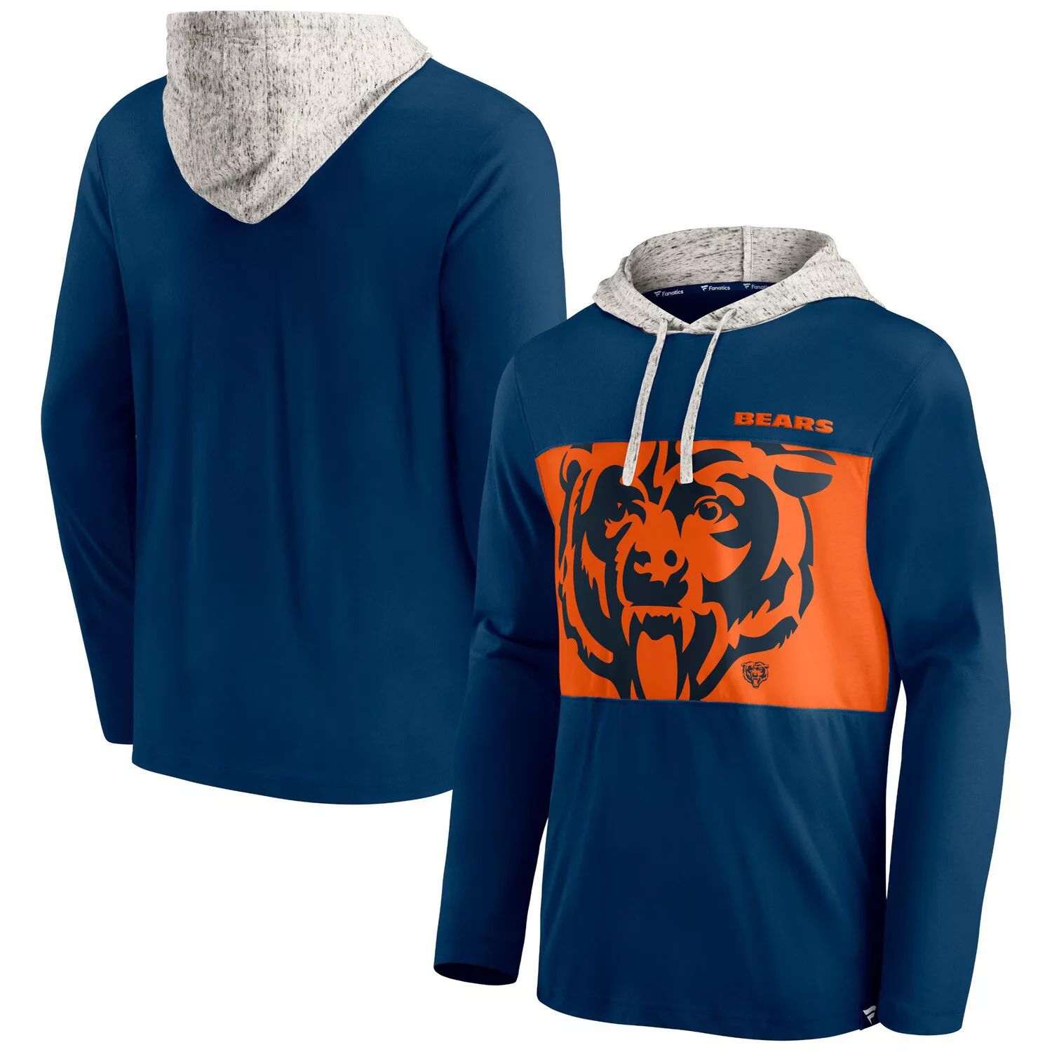 цена Мужская темно-синяя футболка с капюшоном и длинными рукавами с логотипом Fanatics Chicago Bears