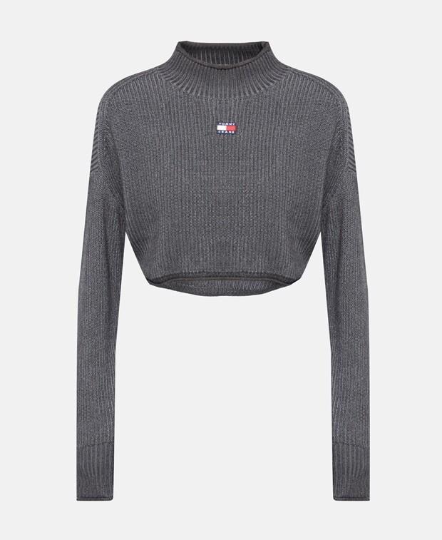

Вязаный укороченный топ Tommy Jeans, черный