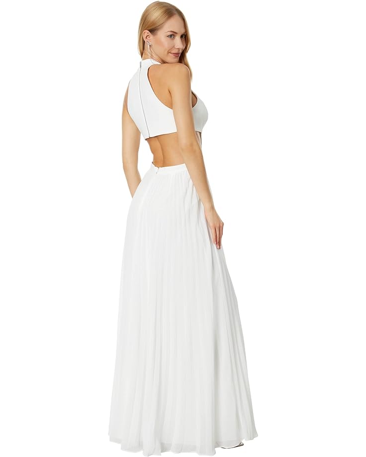 Платье BCBGMAXAZRIA Pleated Halter Gown, белый платье bcbgmaxazria tiered gown синий