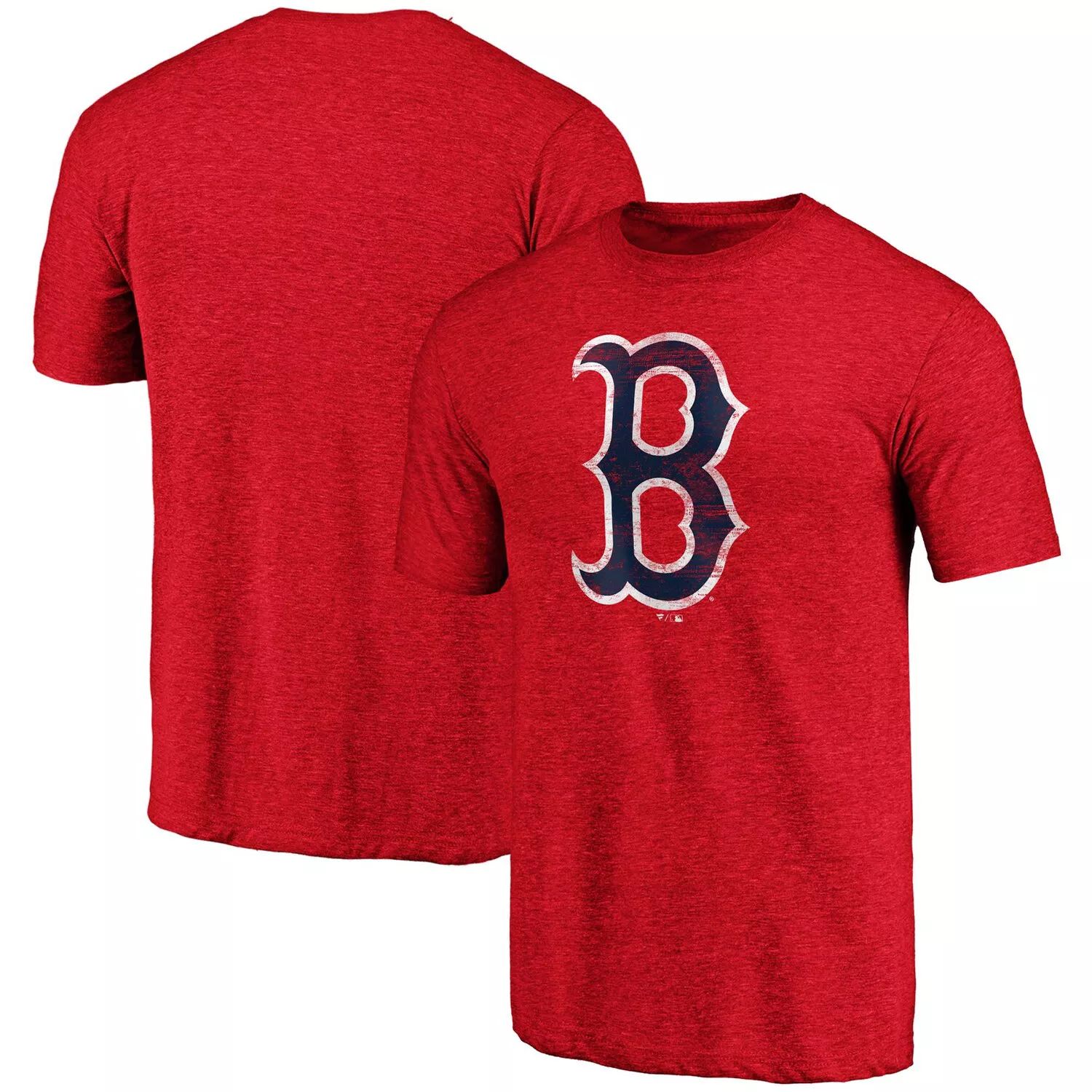 

Мужская футболка с фирменным логотипом Fanatics Heathered Red Boston Red Sox Weathered Tri-Blend с официальным логотипом