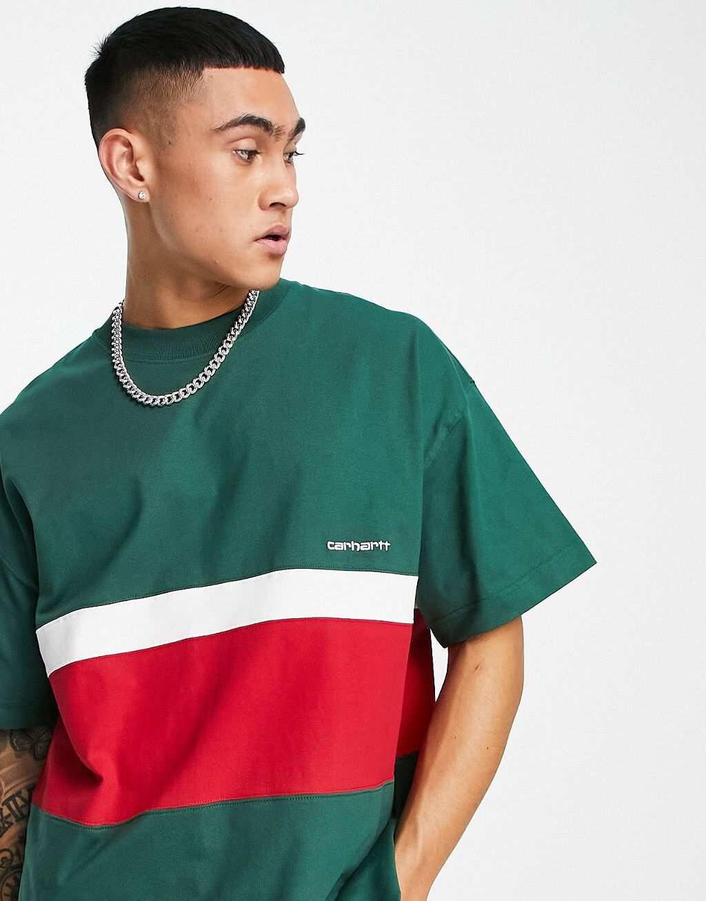

Зеленая футболка в полоску Carhartt WIP
