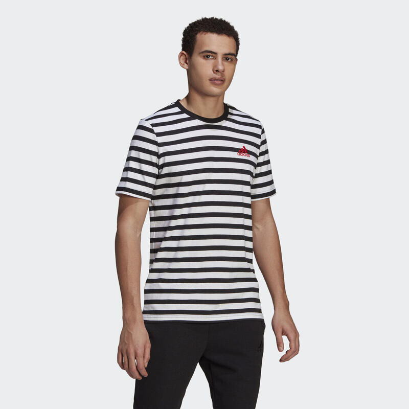 

Футболка Essentials Stripey с вышитым логотипом ADIDAS, цвет blanco
