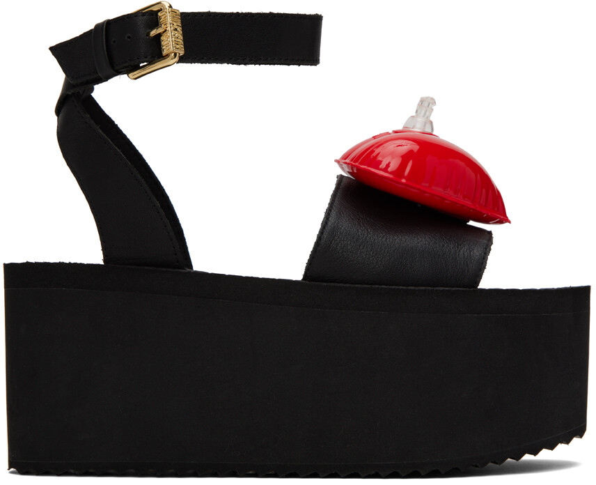 

Черные надувные сандалии с сердечками Moschino