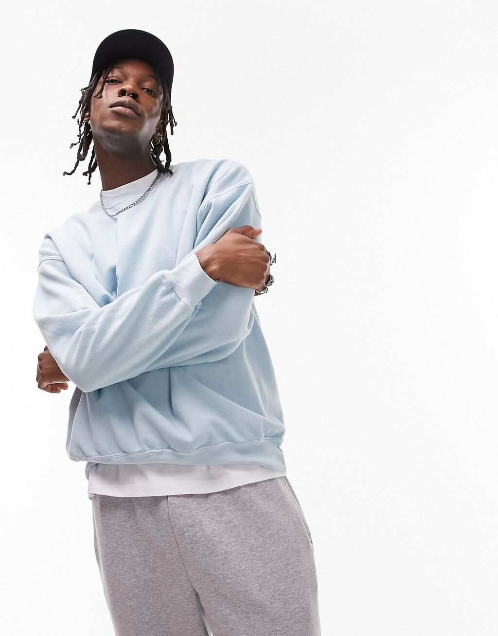 

Свитшот оверсайз синего цвета Topman, Синий