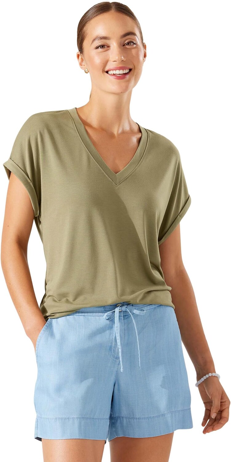 

Футболка Tommy Bahama Kauai Jersey V-Neck Tee, цвет Tea Leaf