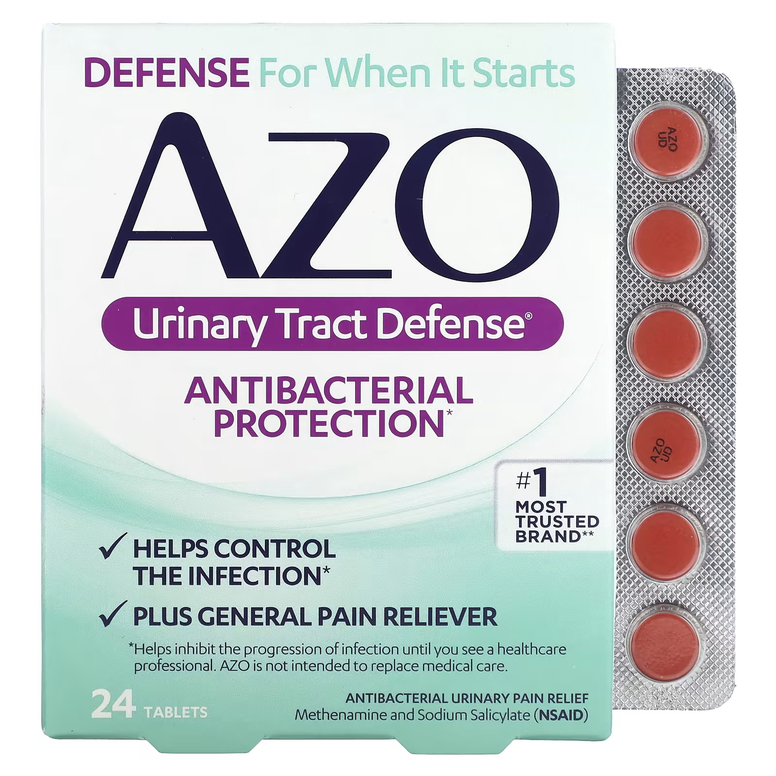 Добавка для женского здоровья Azo защита мочевыводящих путей и антибактериальная защита, 24 таблетки