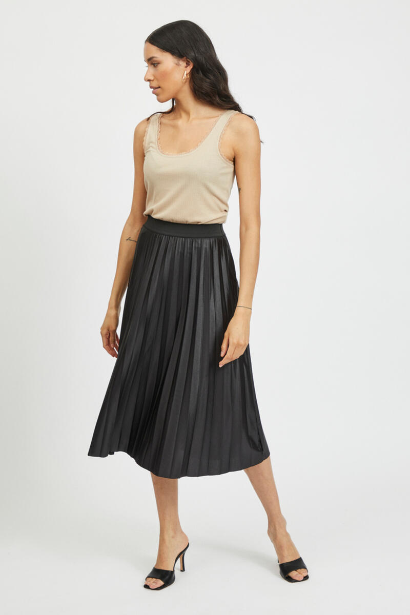 Плиссированная юбка миди Vila, черный ассиметричная плиссированная мини юбка с оборками модная трапециевидная юбка с завышенной талией праздничная стильная юбка для женщин н