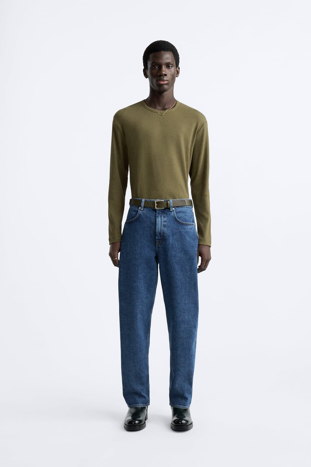 

Футболка в ребрику ZARA, хаки