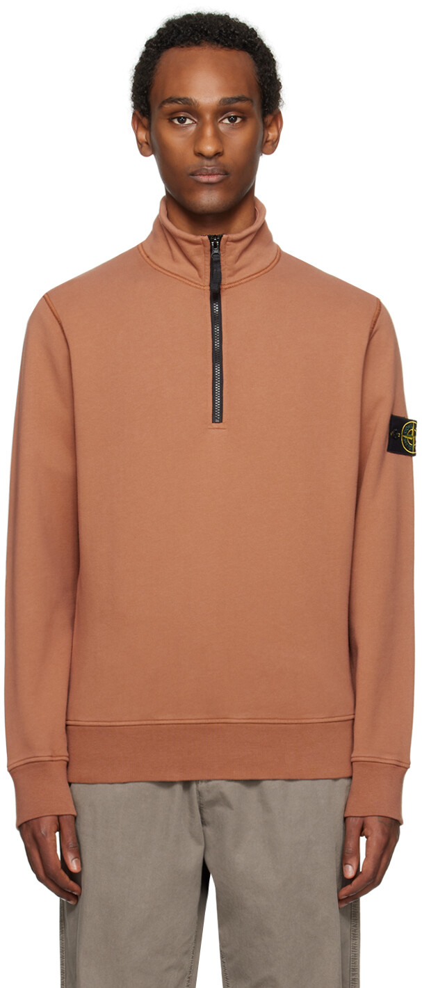 

Коричневый свитер с полумолнией до половины Stone Island