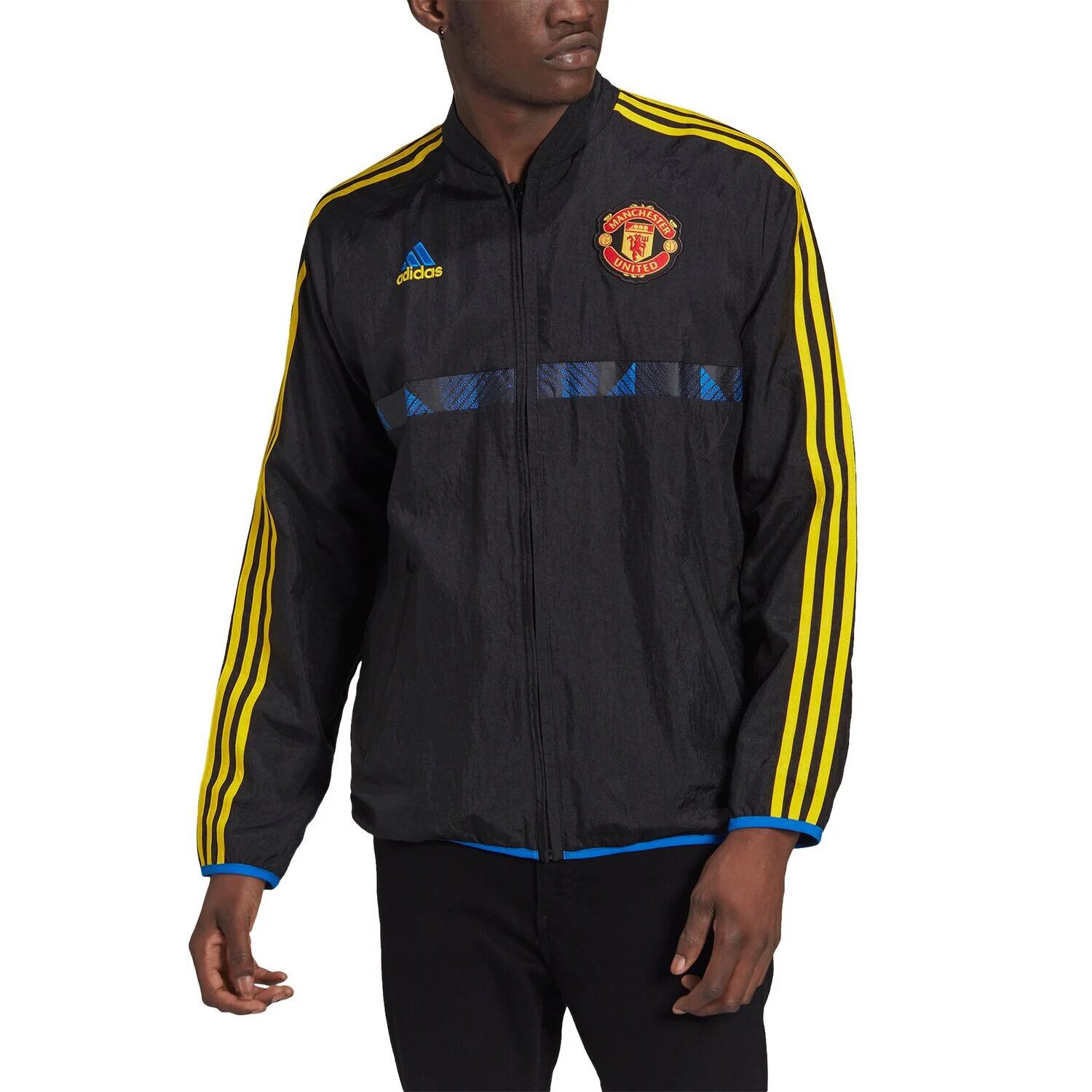 

Мужская черная тканая куртка с молнией во всю длину Manchester United Icons adidas