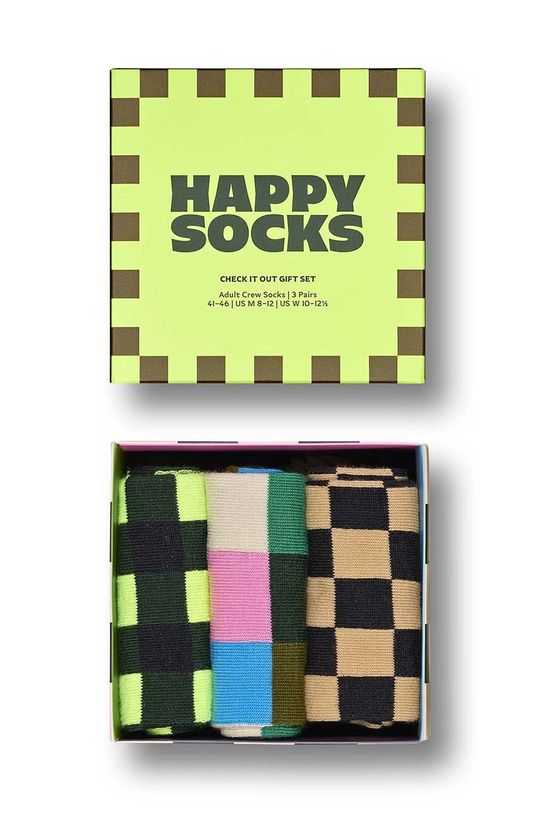 

Носки, 3 пары Check It Out Happy Socks, мультиколор