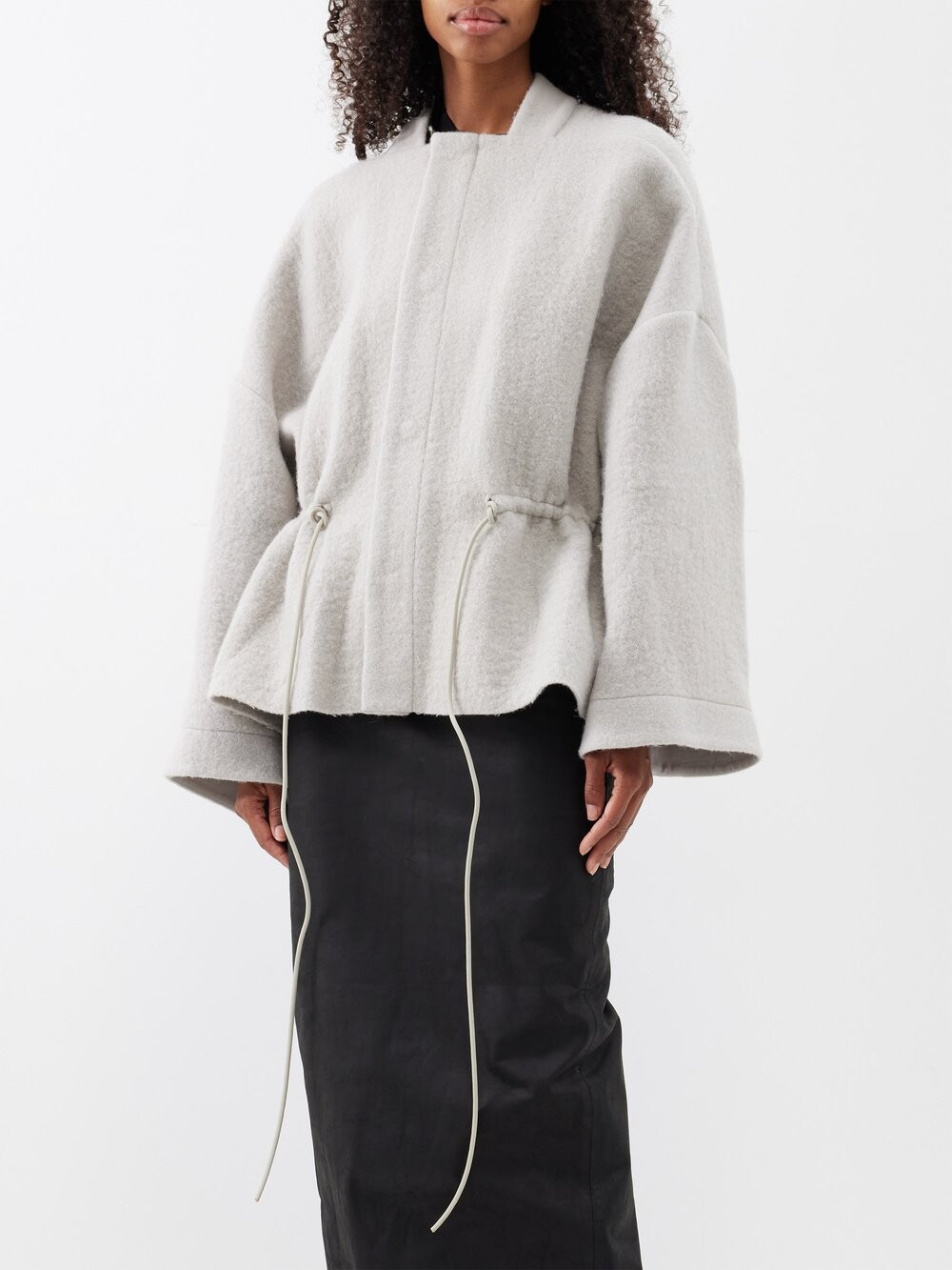 

Куртка без воротника из вареной шерсти с парусом Rick Owens, серый