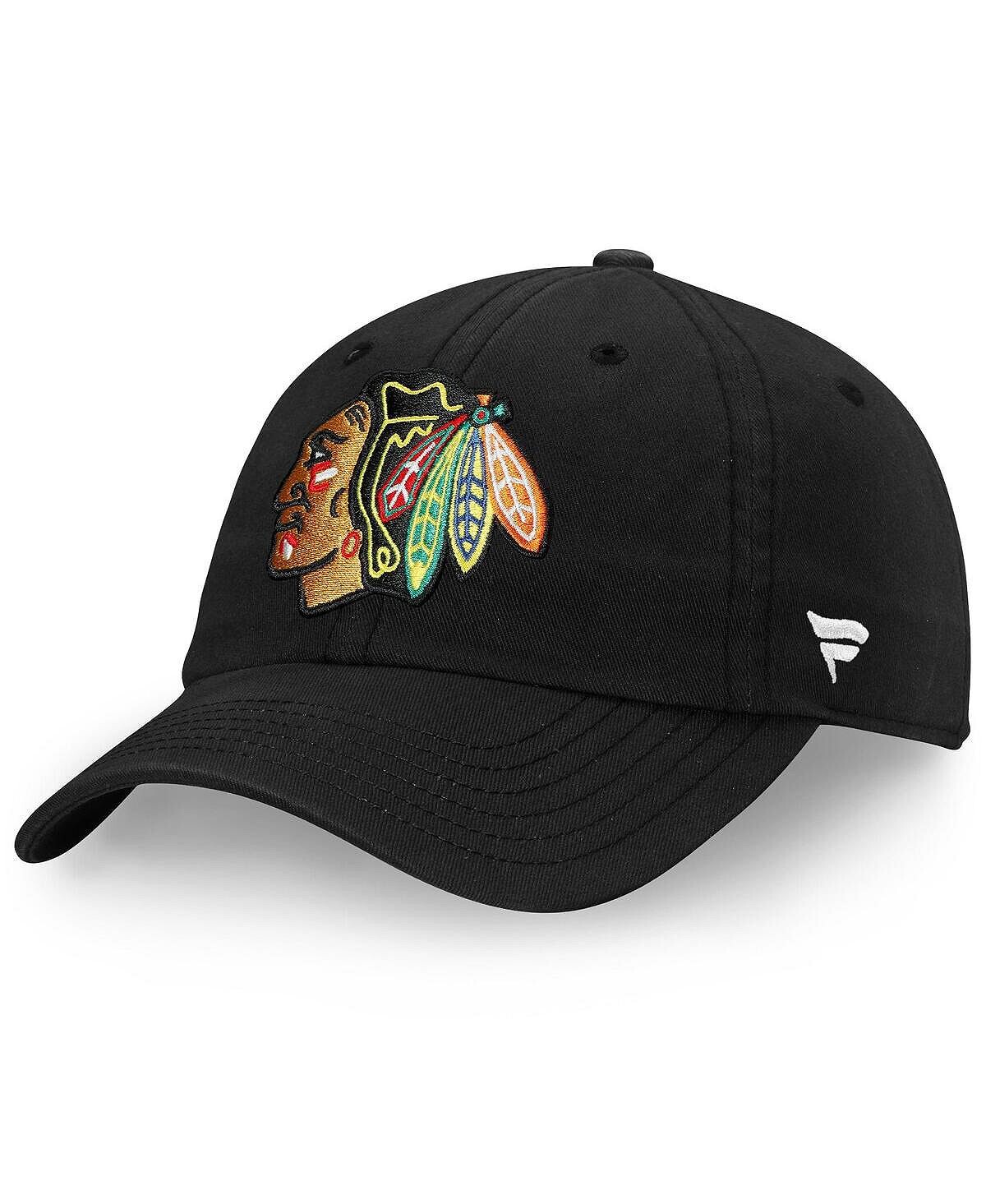 

Мужская черная регулируемая кепка с логотипом Chicago Blackhawks Core Primary Fanatics