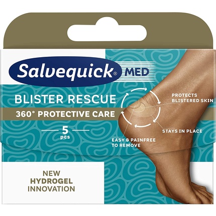 Salvequick Blister Rescue 5 гидрогелевых подушечек для лечения волдырей на ногах