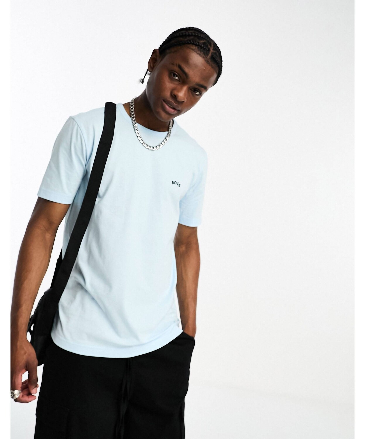 

Голубая футболка с изогнутыми краями BOSS Green Tee BOSS by Hugo Boss