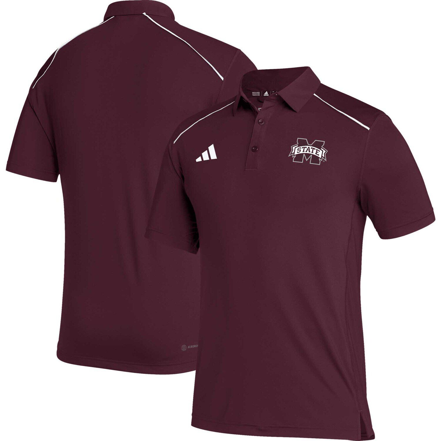 

Мужская темно-бордовая рубашка-поло Mississippi State Bulldogs Coaches AEROREADY adidas, Красный