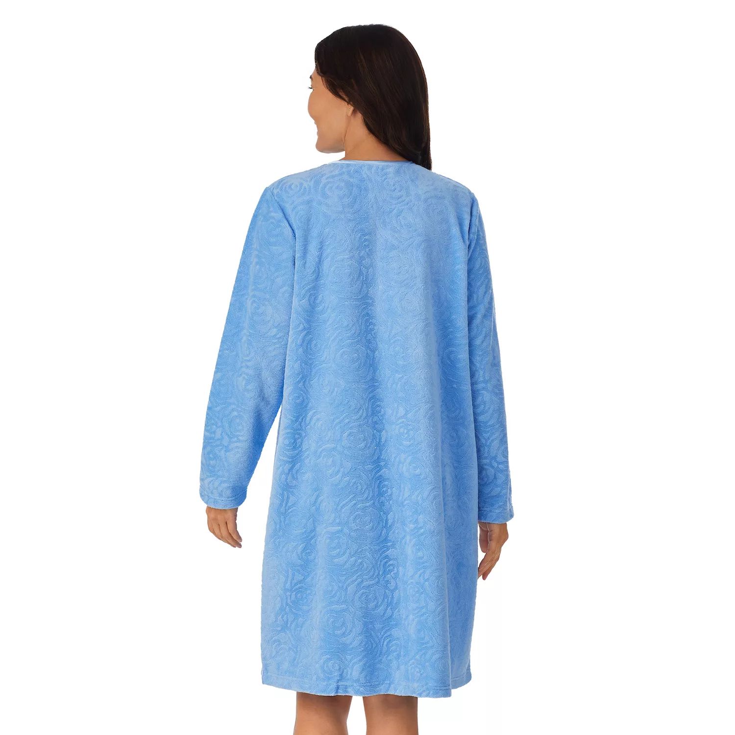 Женский винтажный махровый халат с тиснением Stan Herman и молнией спереди Stan Herman, светло-синий