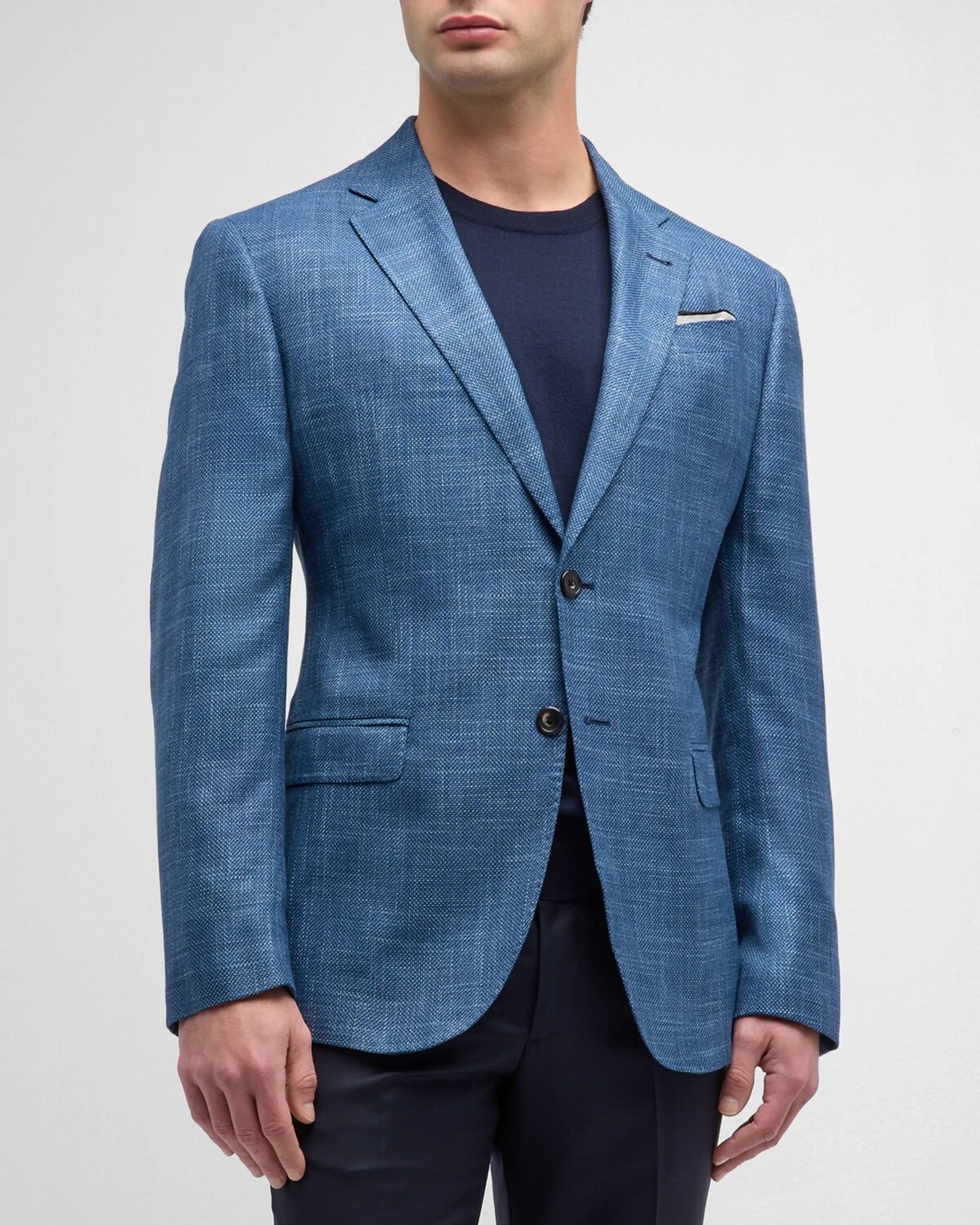 

Мужское спортивное пальто из фактурной вискозы Emporio Armani, цвет Solid Medium Blue