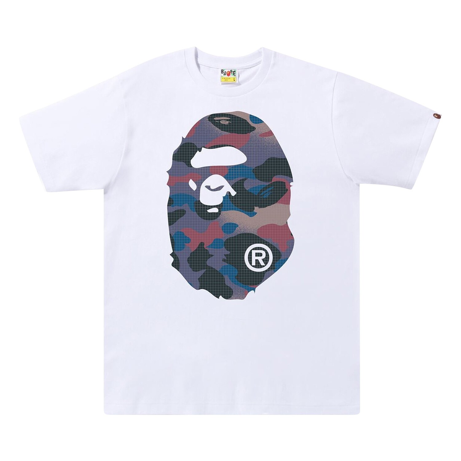 

Футболка BAPE Grid Camo Big Ape Head, Белый/Фиолетовый