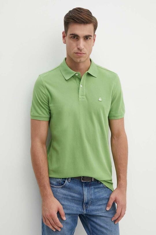 

Хлопковое поло United Colors of Benetton, зеленый