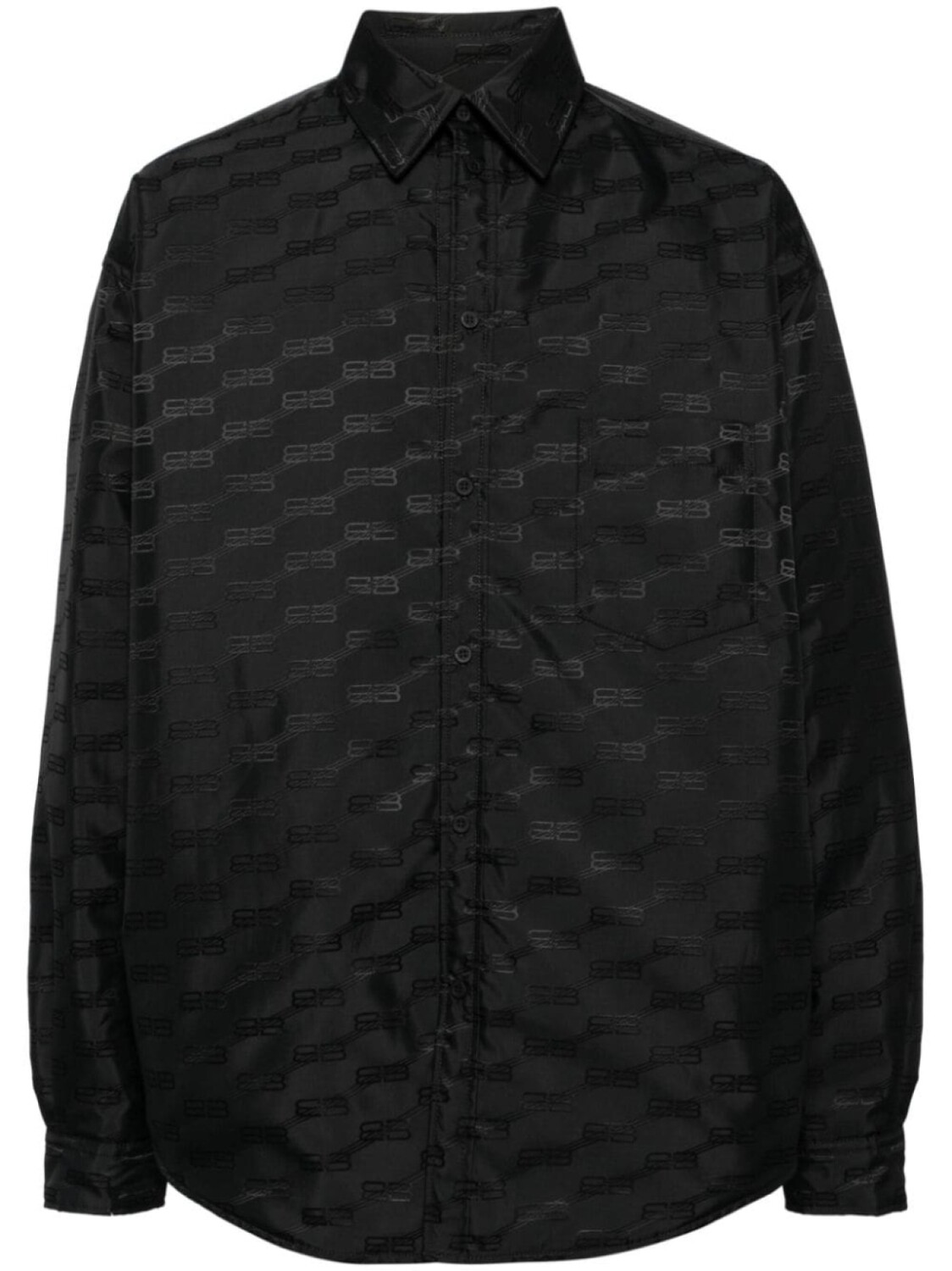 

Куртка-рубашка с вышитым логотипом Balenciaga BB, черный