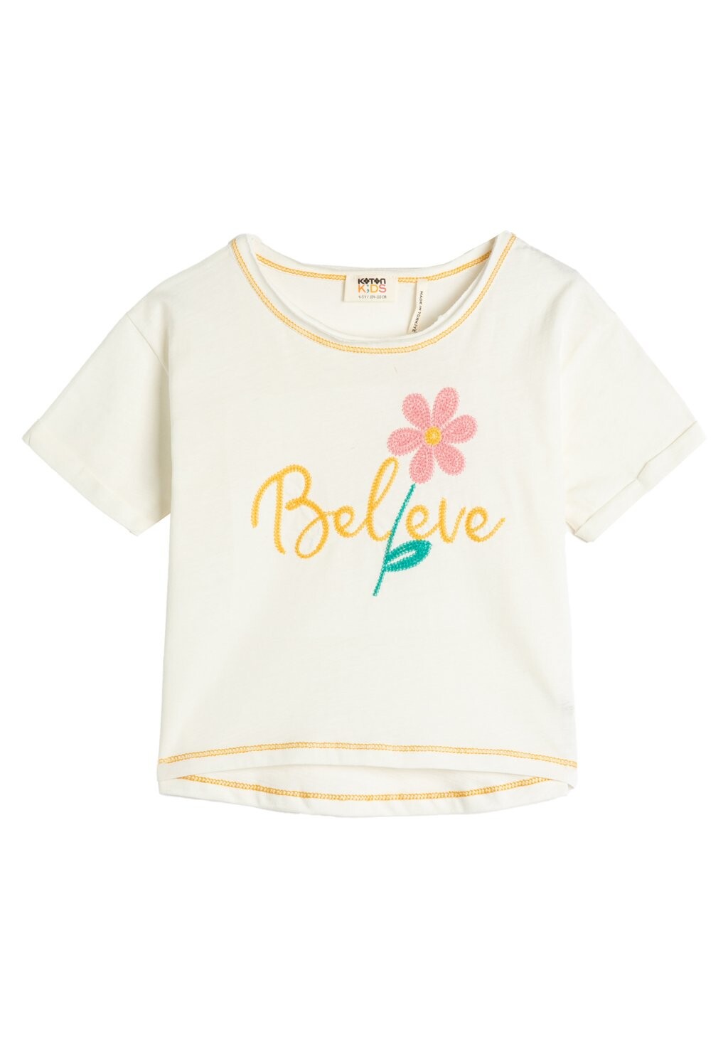 

Футболка с принтом SHORT SLEEVE EMBROIDERED CREW NECK Koton, цвет off white