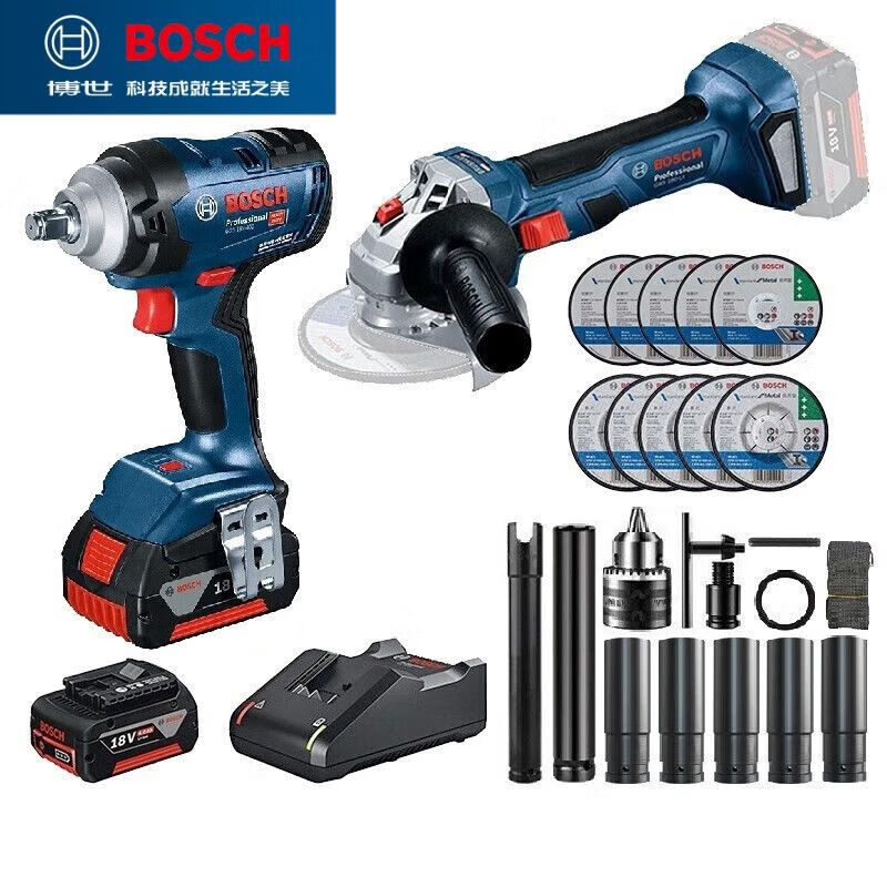 Шуруповерт Bosch GDS18V-400 + шлифмашина Bosch, насадки, аккумулятор