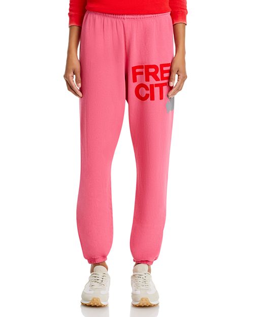 Хлопковые спортивные штаны с логотипом FREE CITY FREECITY, цвет Pinklips Cherry