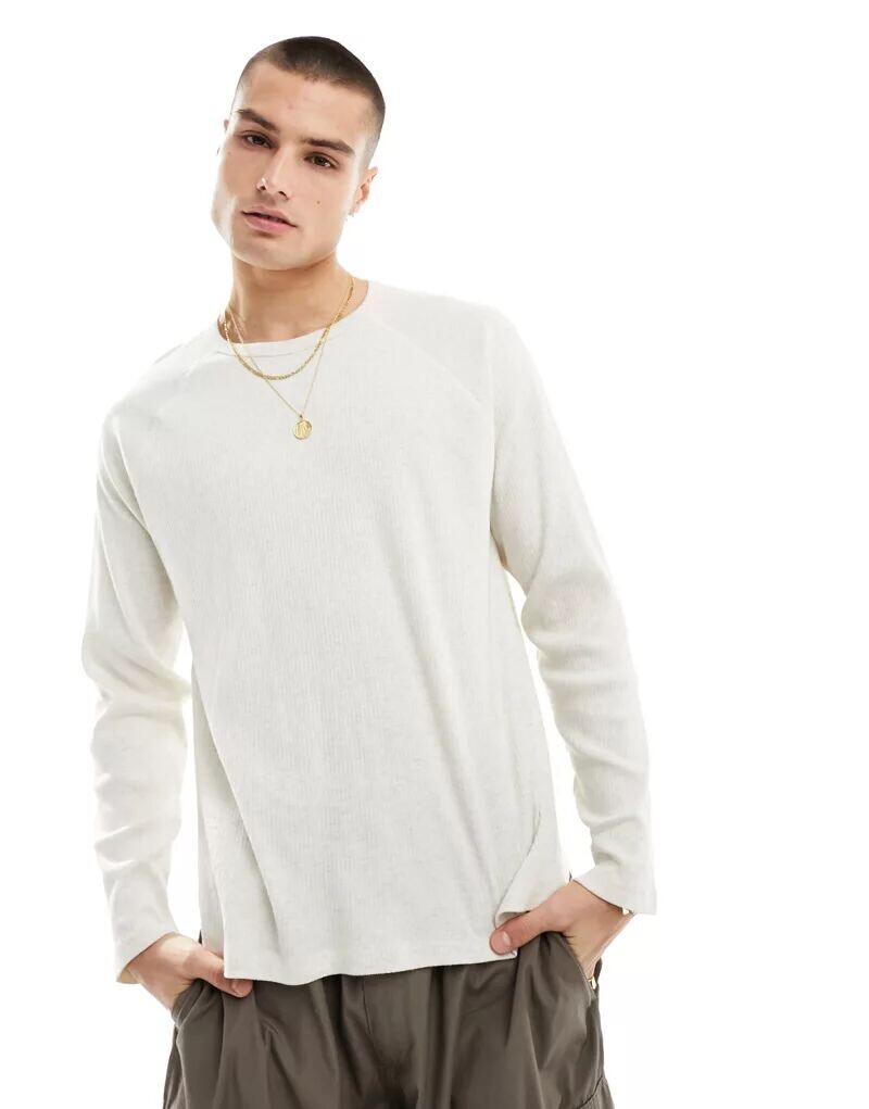 

Серая рубашка в рубчик с длинными рукавами ASOS свободного кроя