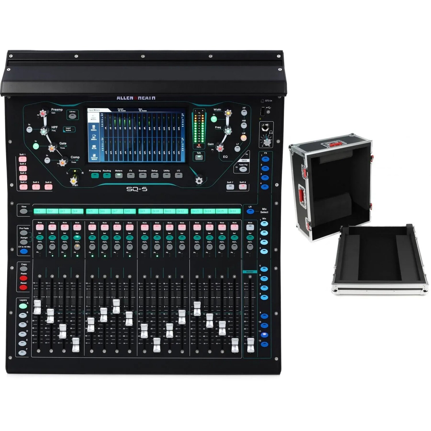 

48-канальный цифровой микшер Allen & Heath SQ-5 в дорожном футляре
