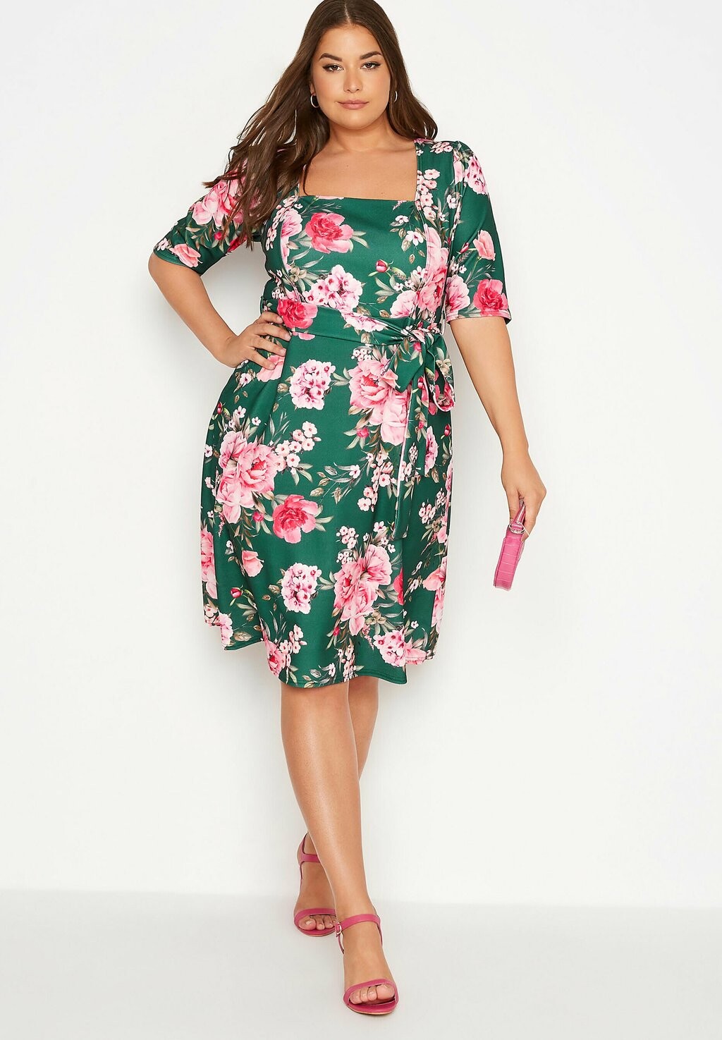

Летнее платье Floral Print Square Neck Yours Clothing, зеленый