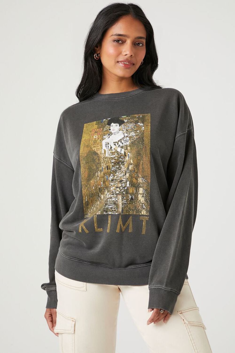 

Флисовый пуловер с рисунком Klimt Forever 21, угольный